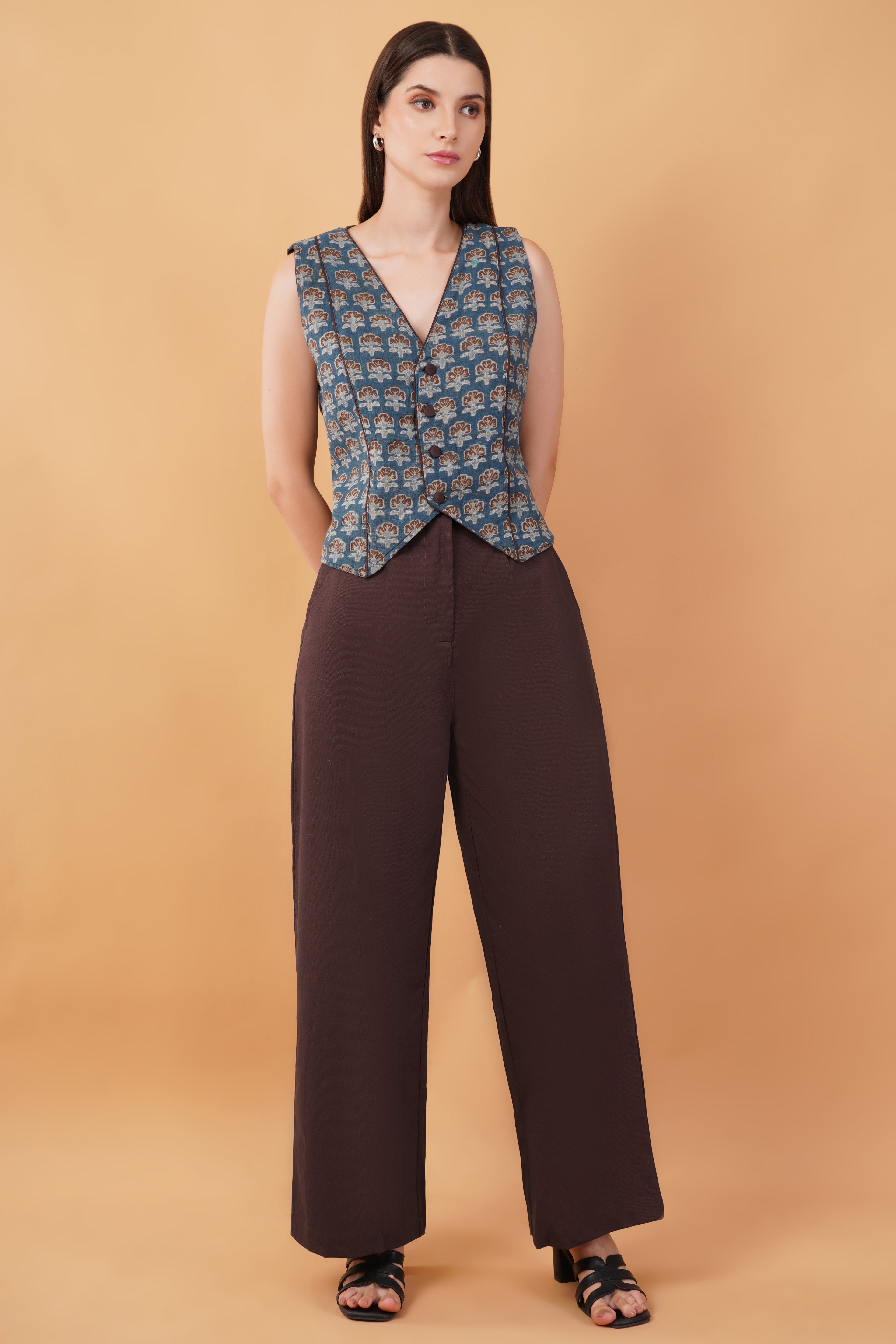 Reversible ajrakh waiscoat