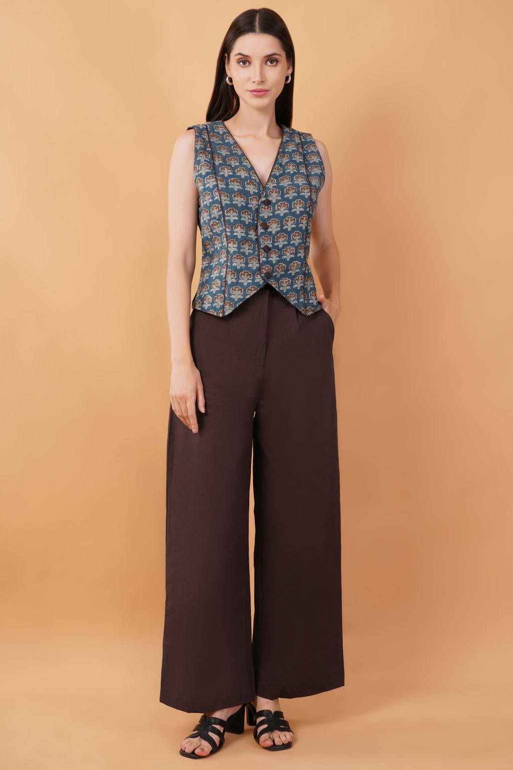 Reversible ajrakh waiscoat