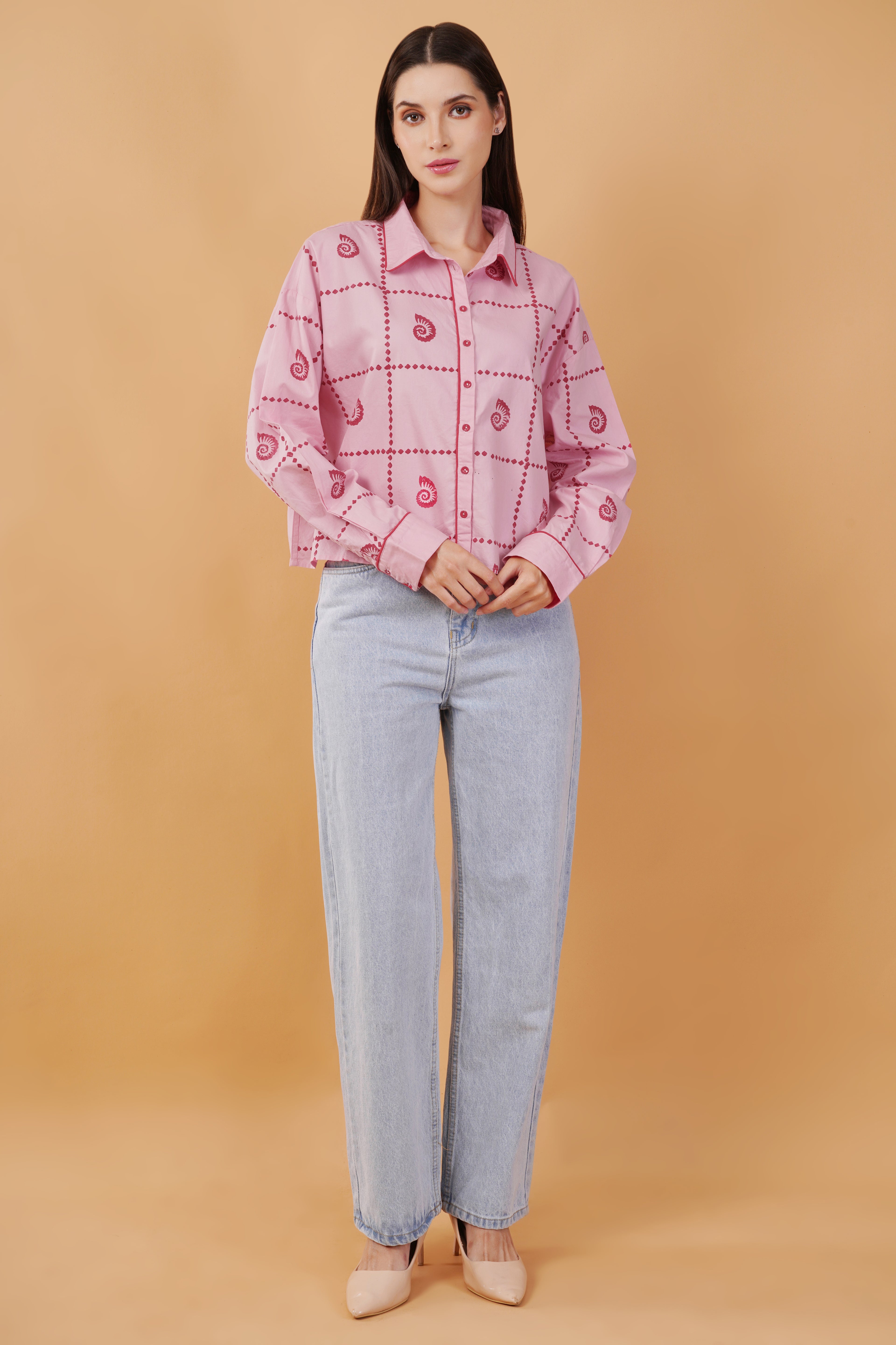 Block Printed Crop Shirt