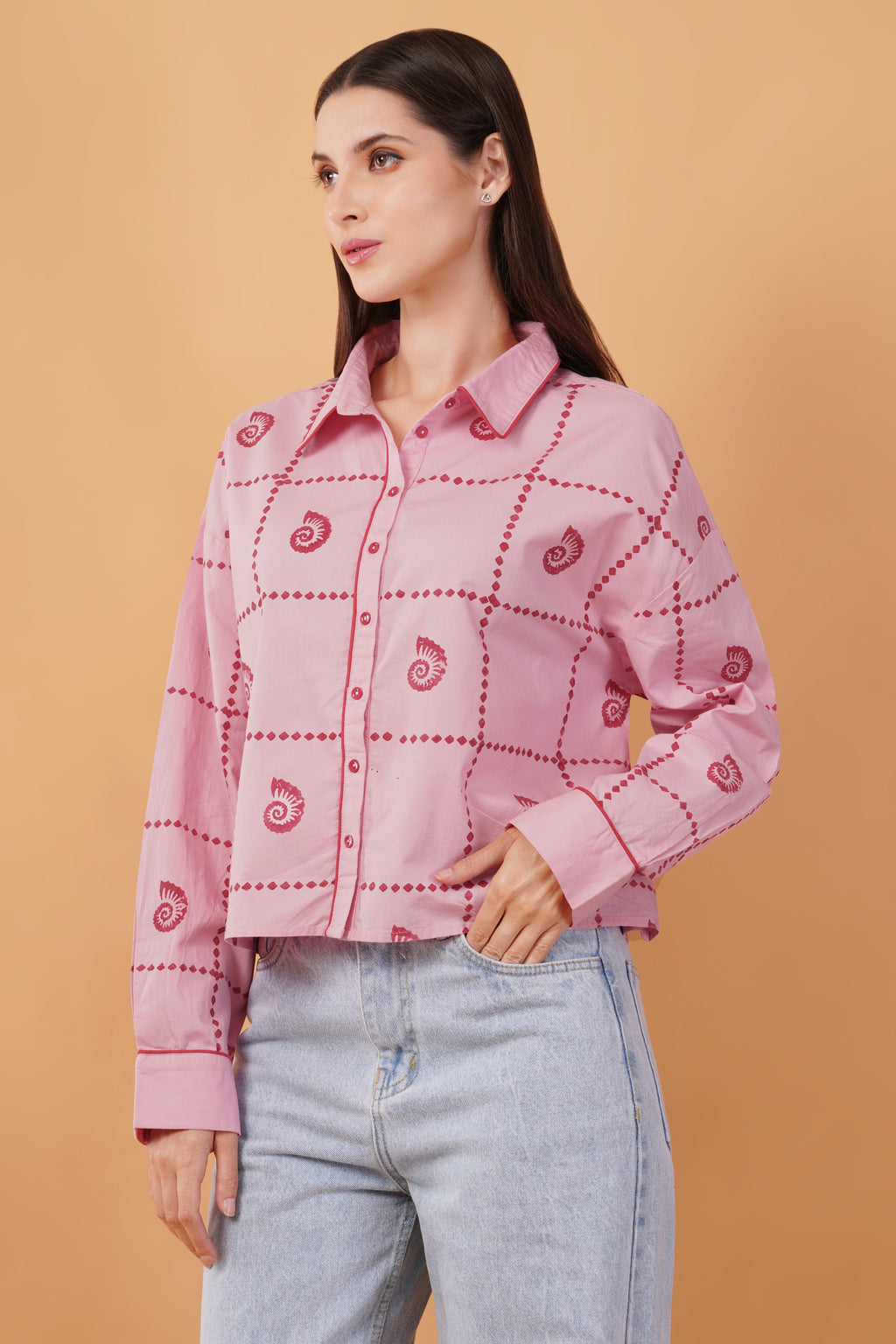 Block Printed Crop Shirt