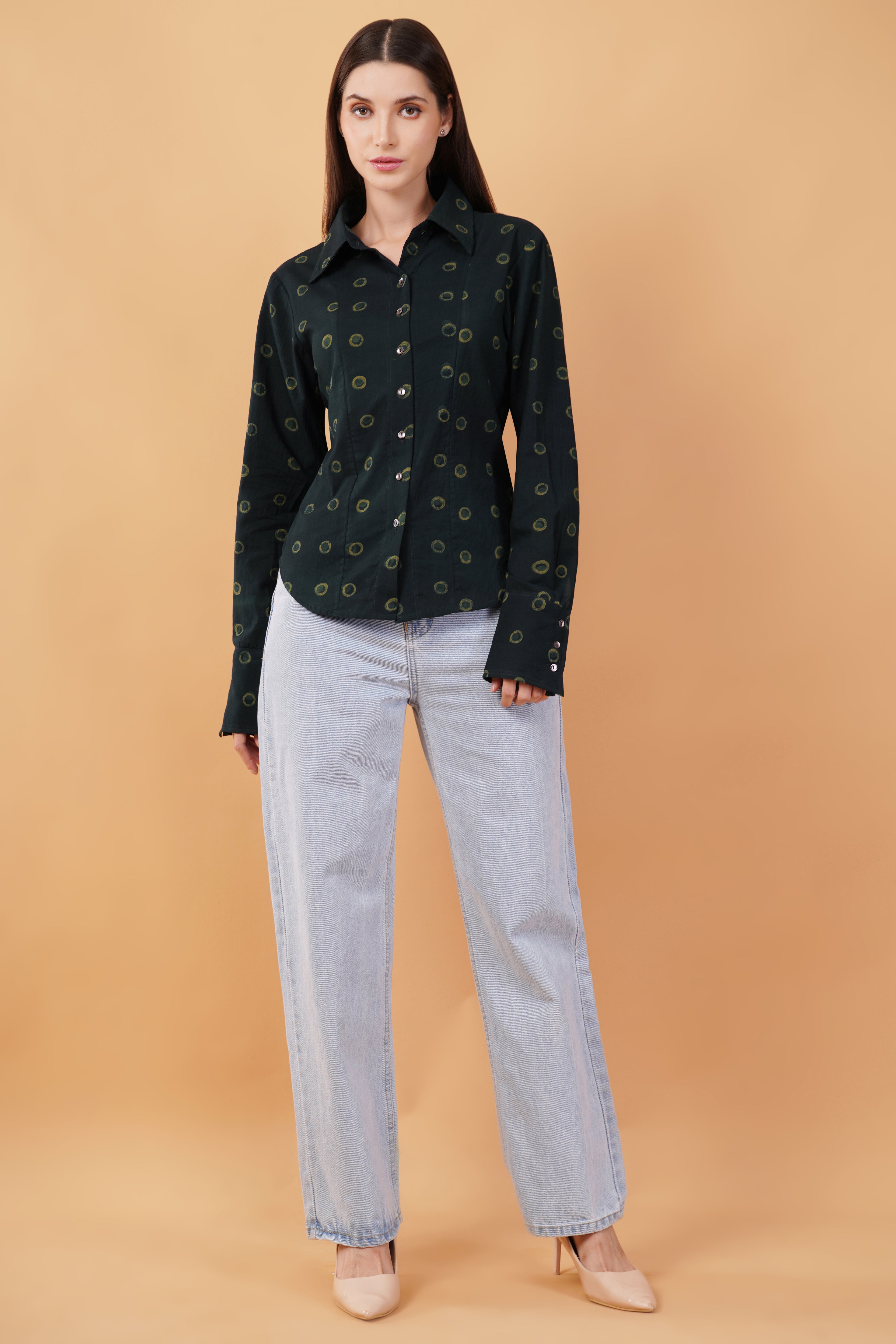 Ajrakh corset-back shirt