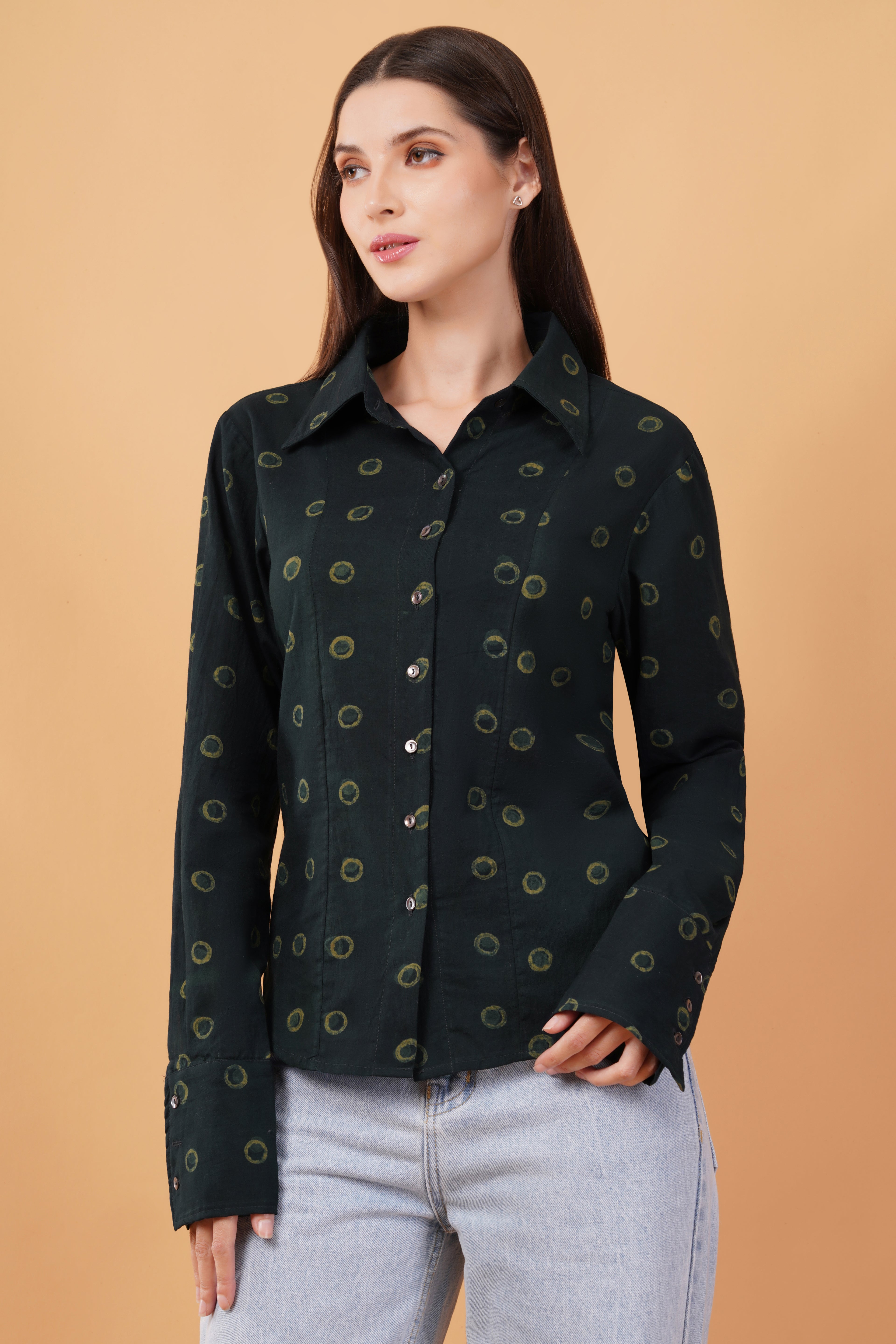 Ajrakh corset-back shirt