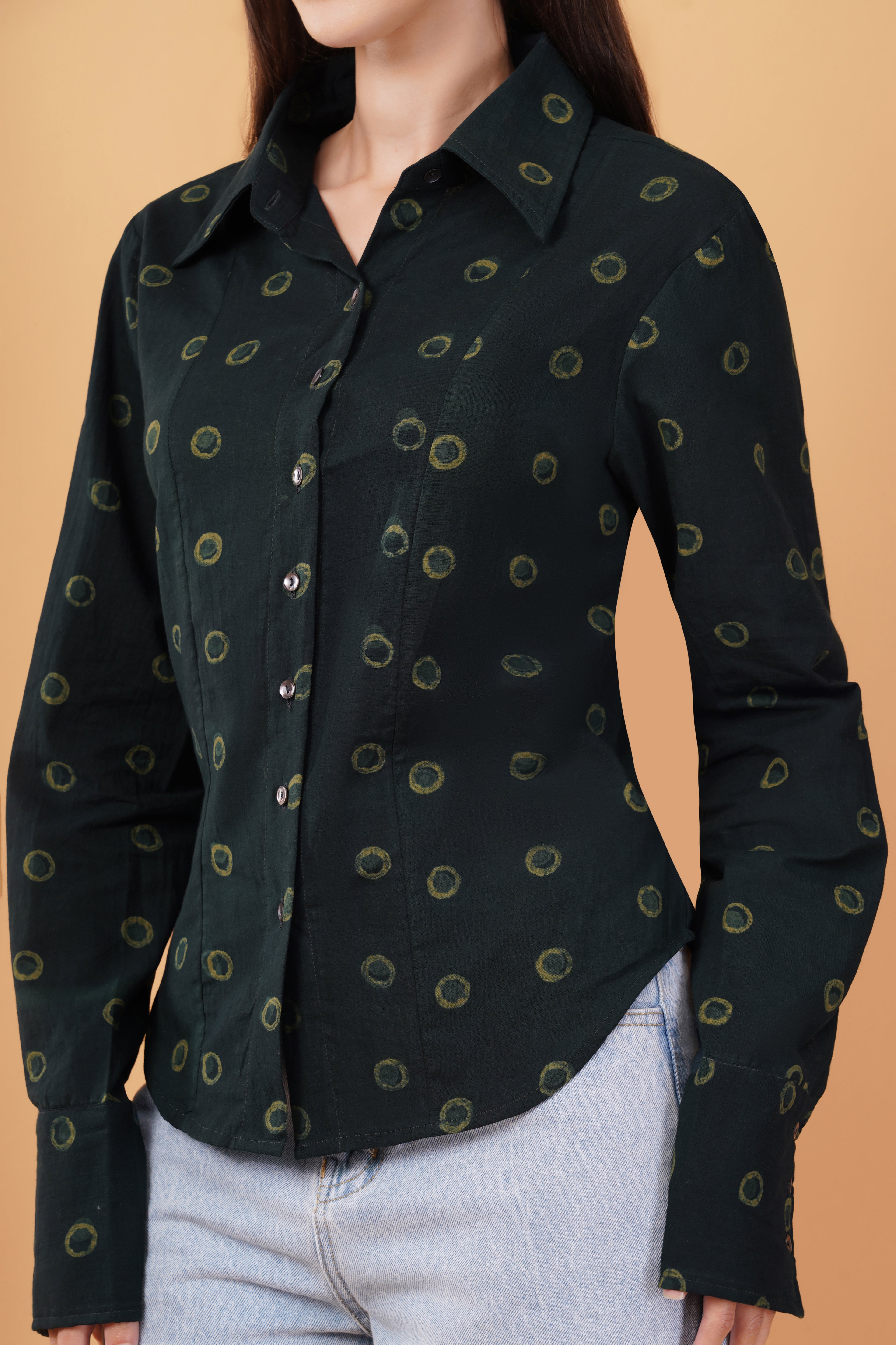 Ajrakh corset-back shirt