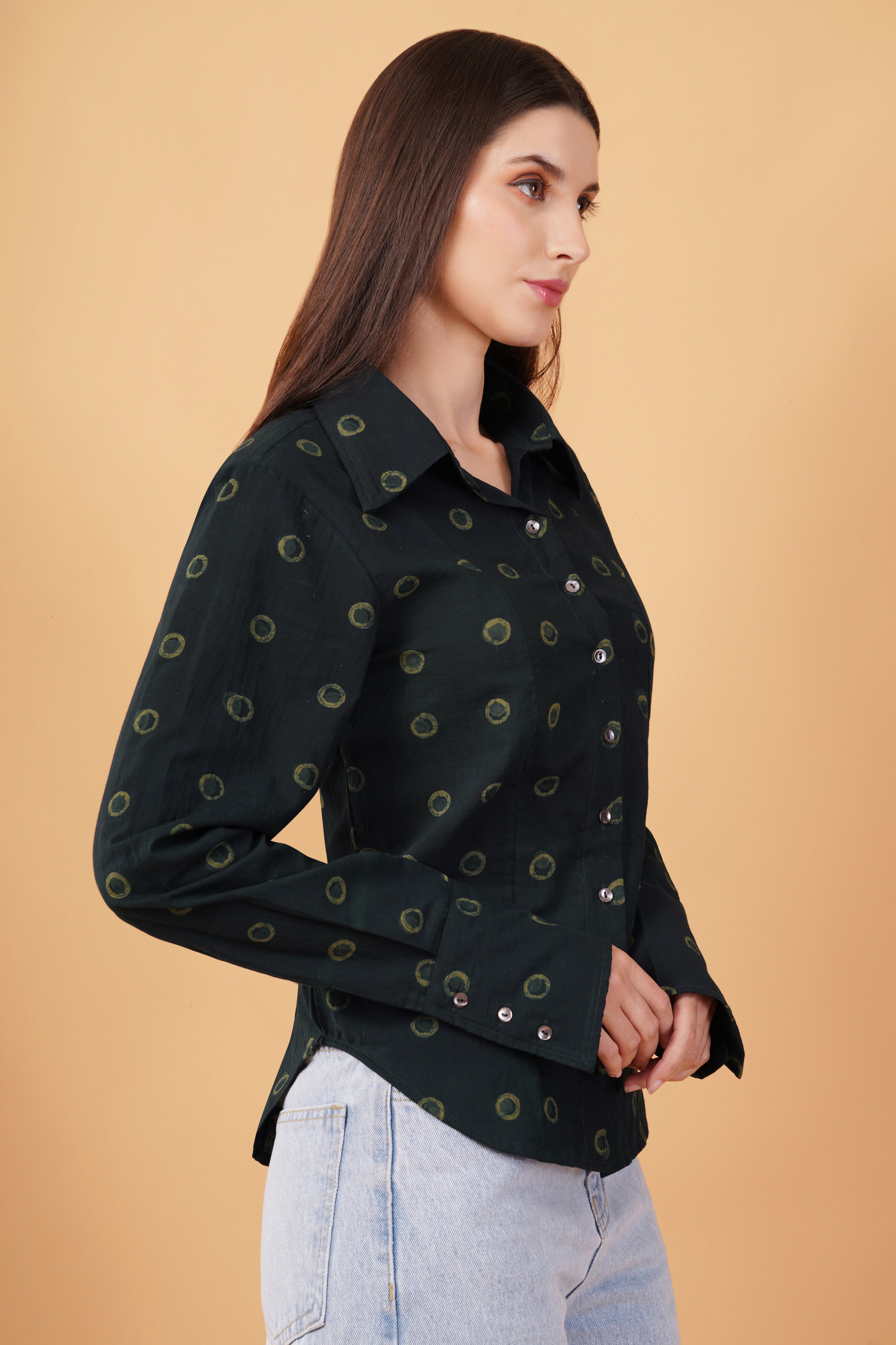 Ajrakh corset-back shirt